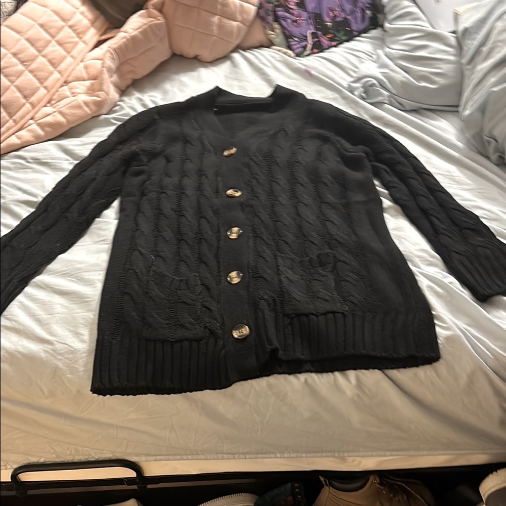 Classic Black Cable Knit Sweater